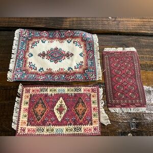 Vintage Assorted Lot of 3 Dollhouse Miniature Persian Style Rugs Multicolor